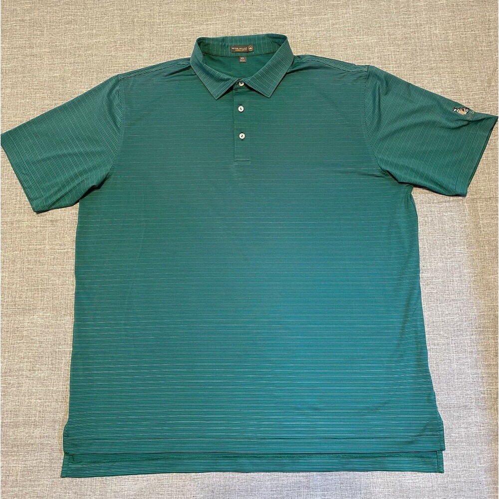 Peter Millar Polo Shirt Mens Extra Extra Large Green Striped TwinEagles Logo Dad